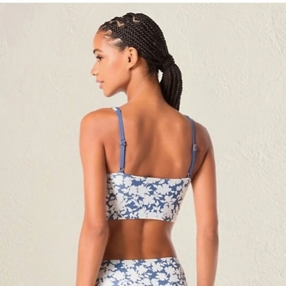 Michael Kors X2712 Printed Lace-up V-Neck Bikini Top - Chambry Size S $102 NEW